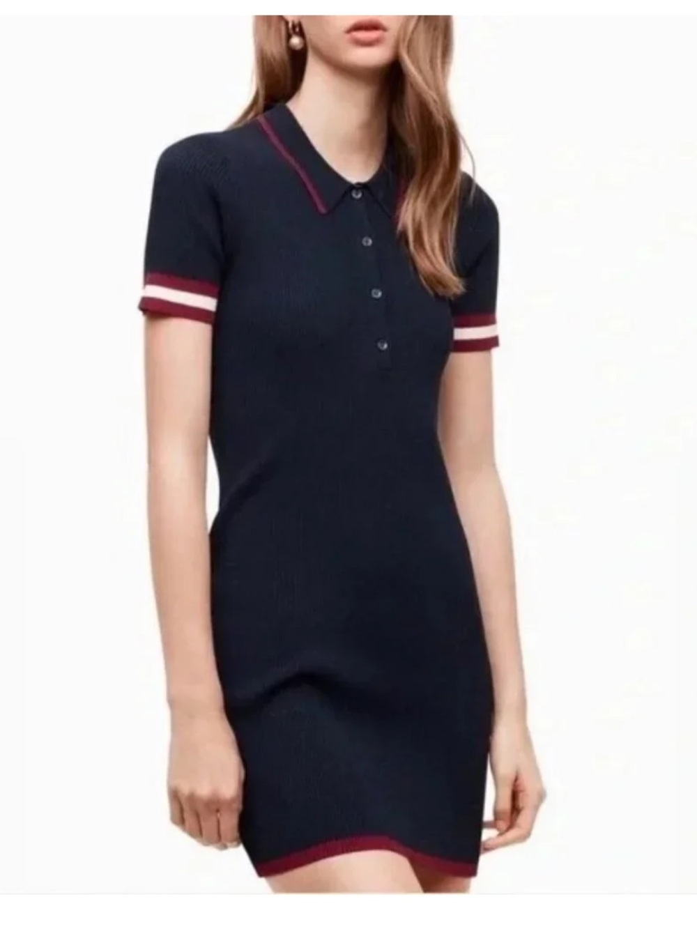 Aritzia Sunday Best NWOT Navy Polo Ribbed Kylie Dress Size Small Preppy Summer